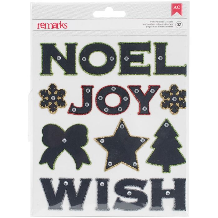 American Crafts Remarks Christmas Marquee chipboard stickers with NOEL