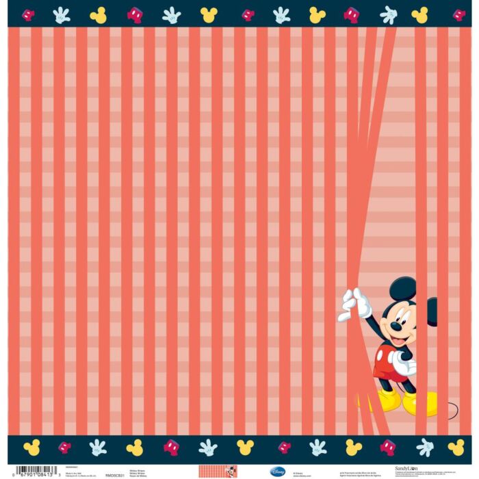 Disney Single-Sided Paper 12"X12" Mickey Stripes