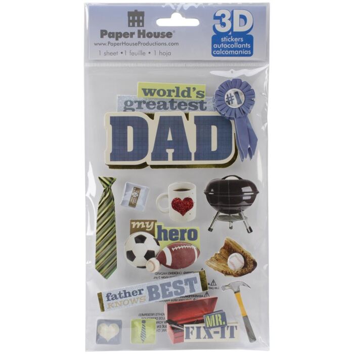 Paper House 3D Stickers 4.5"X7.5" Dad