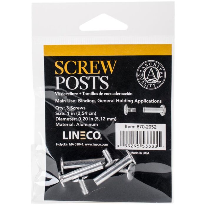 Lineco Bookbinding Aluminum Screw Posts 3/Pkg 1"
