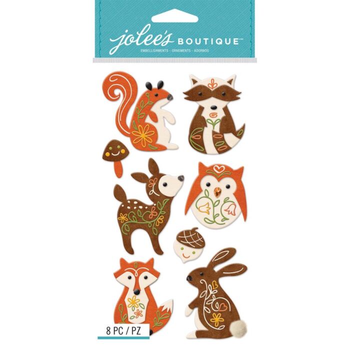 Jolee's Le Grande Dimensional Stickers Woodland Felt Animals (Discontinued)