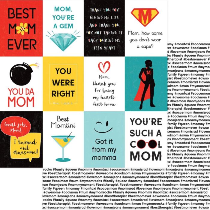 PhotoPlay - Best Mom Ever Double-Sided Cardstock 12"X12" My Mom Rocks