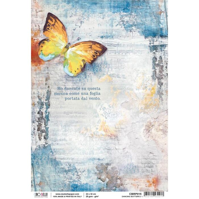 Ciao Bella Rice Paper Sheet A4 Dancing Butterfly
