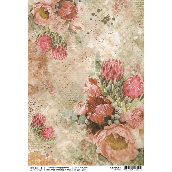 Ciao Bella Rice Paper Sheet A4 Protea