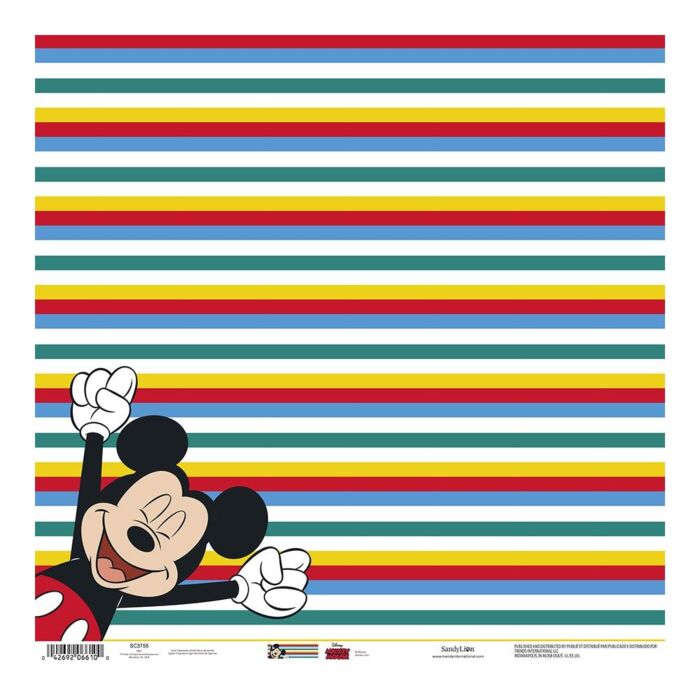 Disney Single-Sided Paper 12"X12" Mickey Cheering