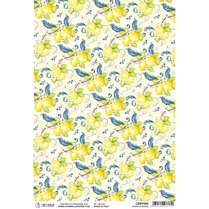 Ciao Bella Rice Paper Sheet A4 Limoni di Sicilia