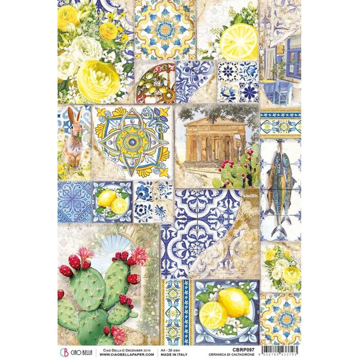 Ciao Bella Rice Paper Sheet A4 Ceramica di Caltagirone