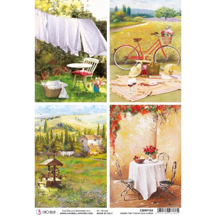 Ciao Bella Rice Paper Sheet A4 Tuscan Cards