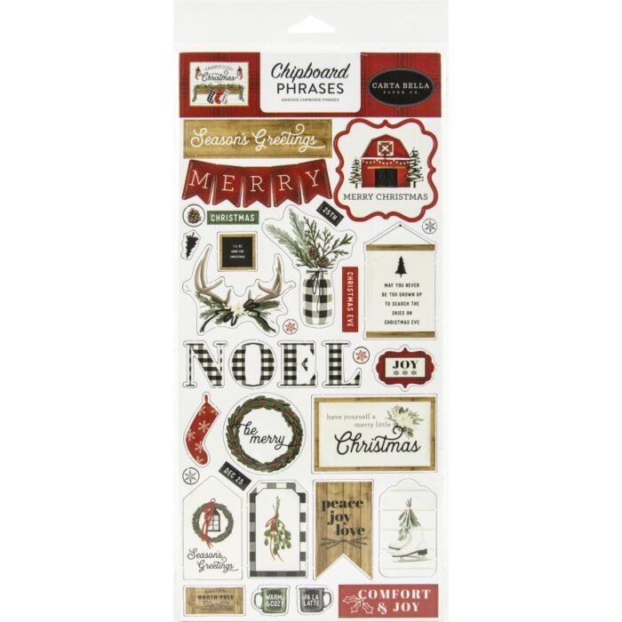 Carta Bella - Farmhouse Christmas Chipboard 6"X13" Phrases