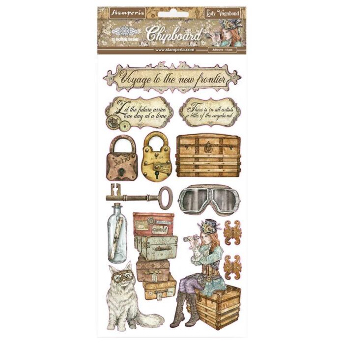 Stamperia Adhesive Chipboard 6"X12" Lady Vagabond