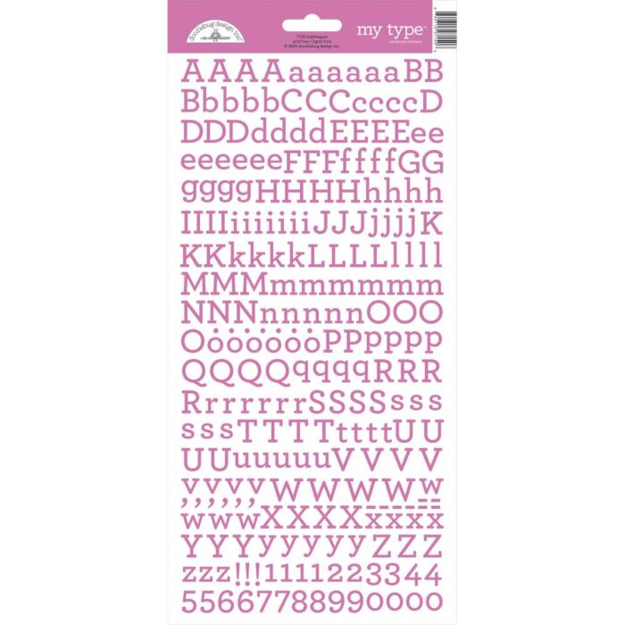Doodlebug My Type Cardstock Stickers 6"X13"-Bubblegum