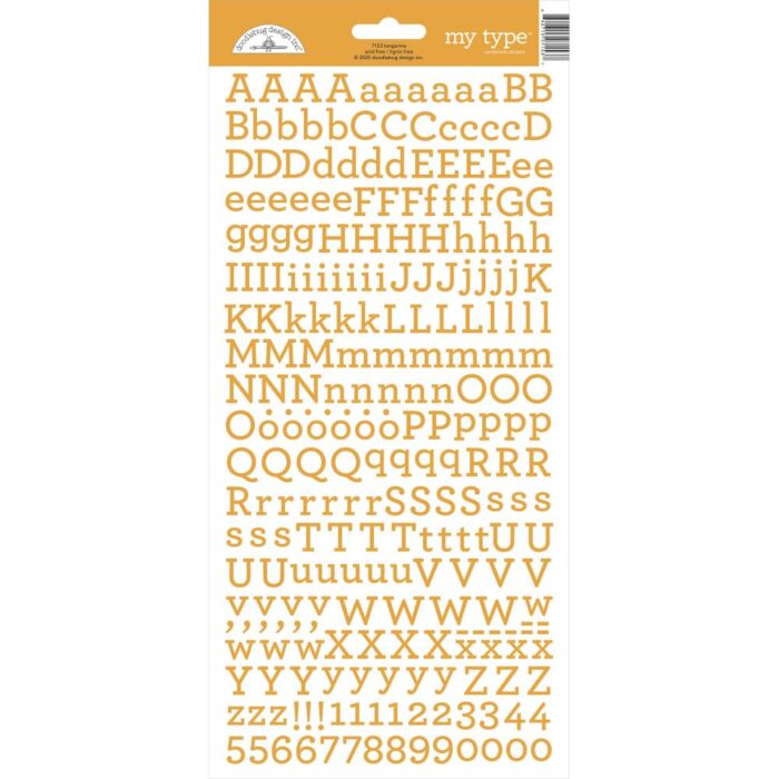 Doodlebug My Type Cardstock Stickers 6"X13"-Tangerine