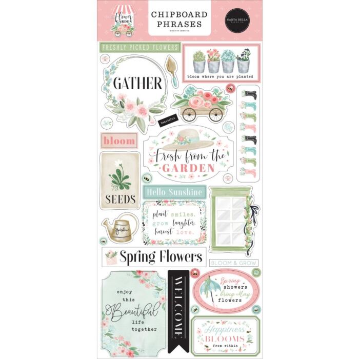 Carta Bella Flower Garden Chipboard 6"X13" Phrases