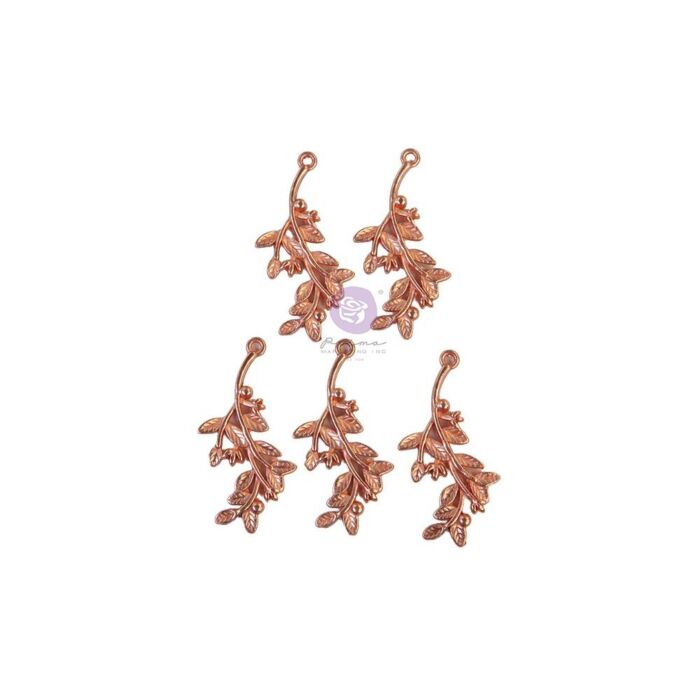 Watercolor Floral Metal Charms 5/Pkg