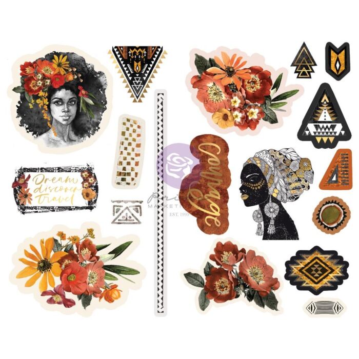 Diamond Chipboard Stickers 18/Pkg Shapes W/Foil Accents