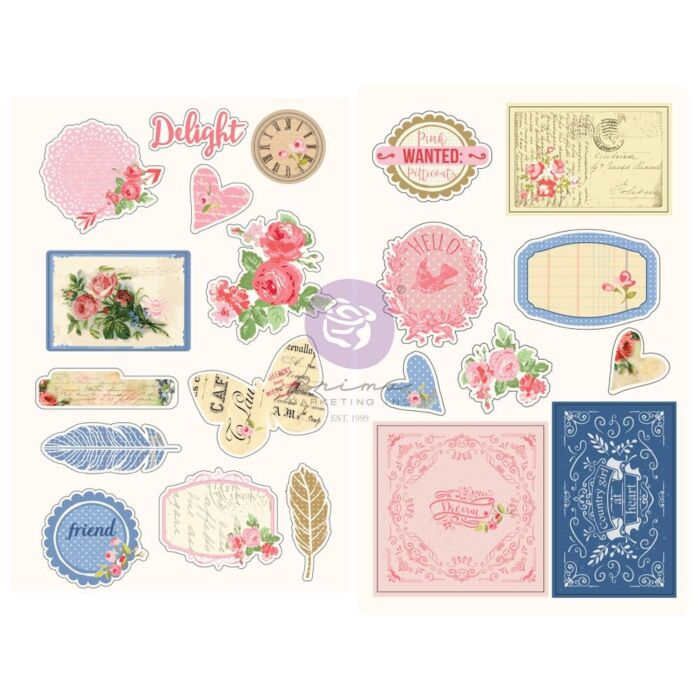Julie Nutting Frayed Denim Chipboard Stickers 21/Pkg