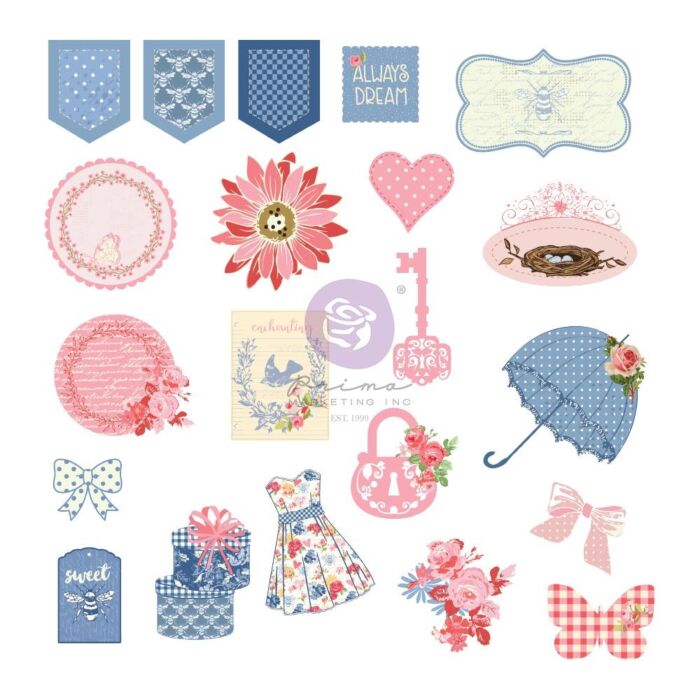 Julie Nutting Frayed Denim Cardstock Ephemera 21/Pkg