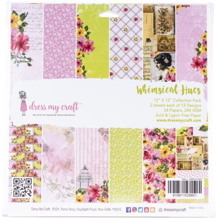 Dress My Crafts Single-Sided Paper Pad 12"X12" 24/Pkg Whimsical Hues
