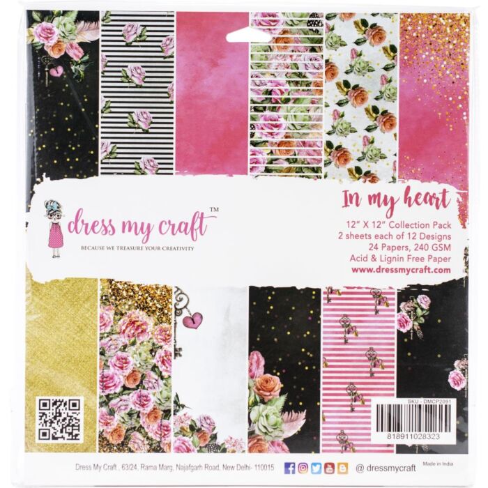 Dress My Crafts Single-Sided Paper Pad 12"X12" 24/Pkg In My Heart