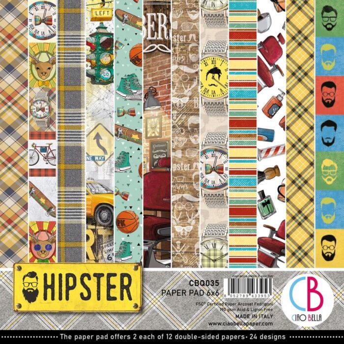 Ciao Bella Double-Sided Paper Pack 90lb 6"X6" 24/Pkg Hipster