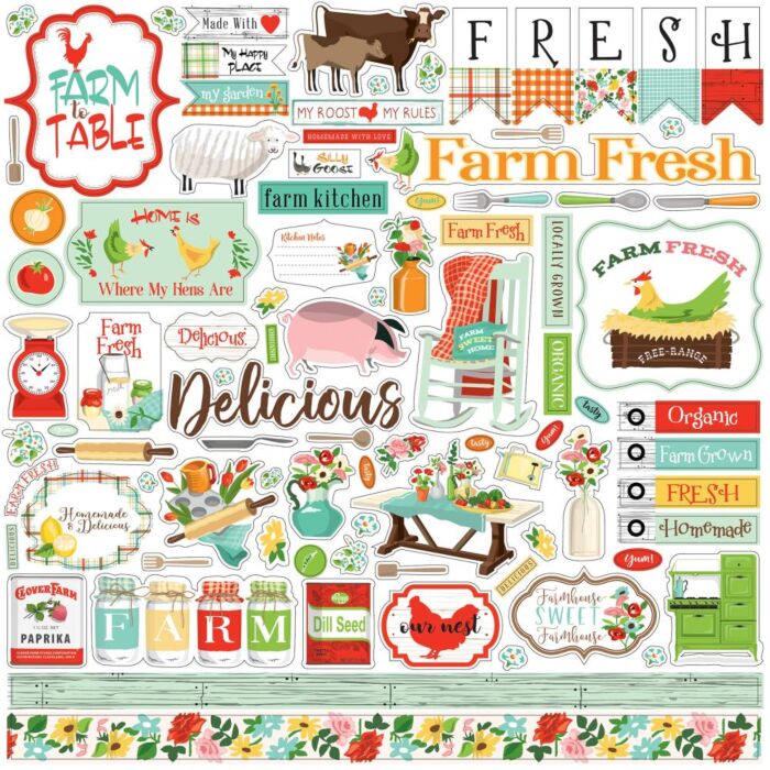 Carta Bella Farm To Table Cardstock Stickers 12"X12" Elements