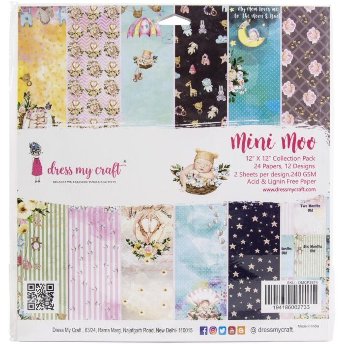 Dress My Crafts Single-Sided Paper Pad 12"X12" 24/Pkg Mini Moo
