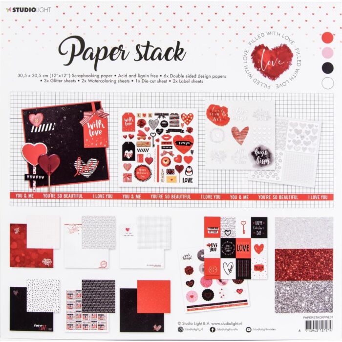Studio Light Paper Stack 12"X12" Filled With Love