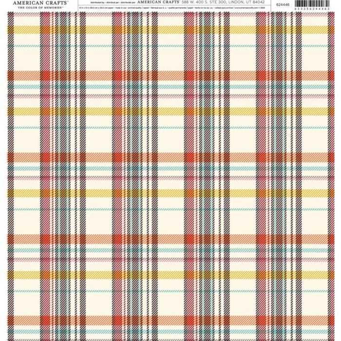 American Crafts Patterned Single-Sided Cardstock 12"X12" Plaid Pattern
