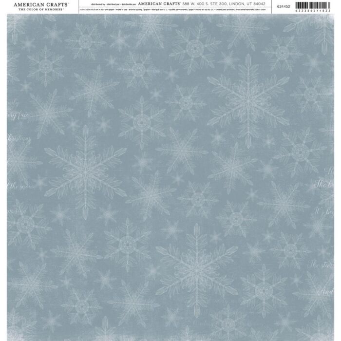 American Crafts Patterned Single-Sided Cardstock 12"X12" Snowflakes