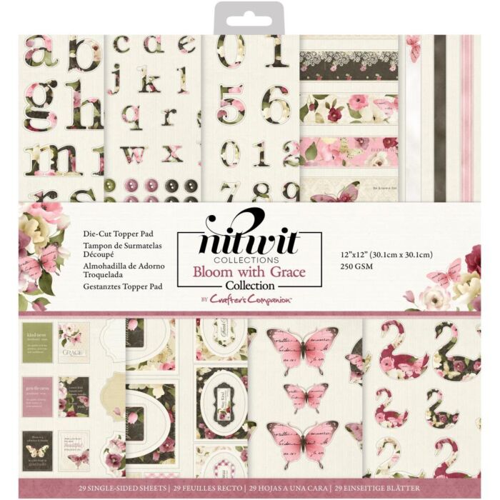Crafter's Companion Nitwits Die-Cut Topper Pad 12"X12" Bloom With Grace