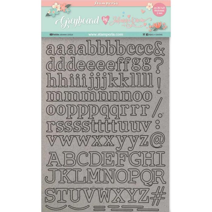 Stamperia Greyboard Cut-Outs A4 2mm Thick Alphabet