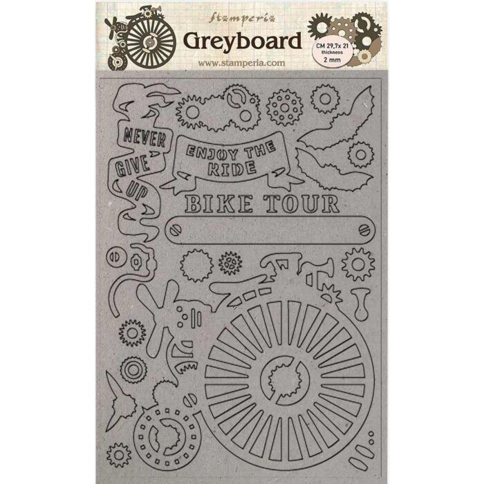 Stamperia Greyboard Cut-Outs A4 2mm Thick Bicycle