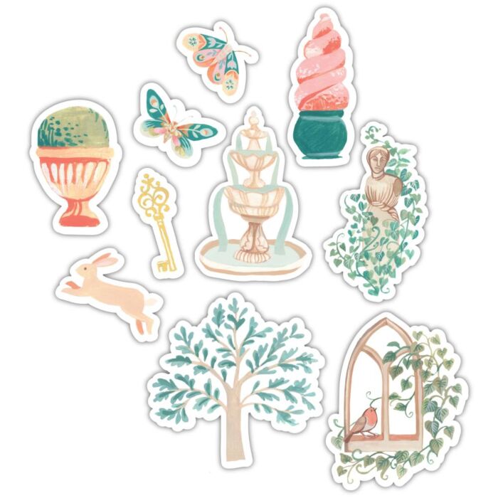 Craft Consortium Laser-Cut Wooden Shapes 10/Pkg Secret Garden