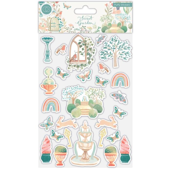 Craft Consortium Secret Garden Puffy Stickers 26/Pkg