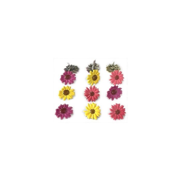 Eyelet Outlet Shape Brads 12/Pkg Colored Daisy