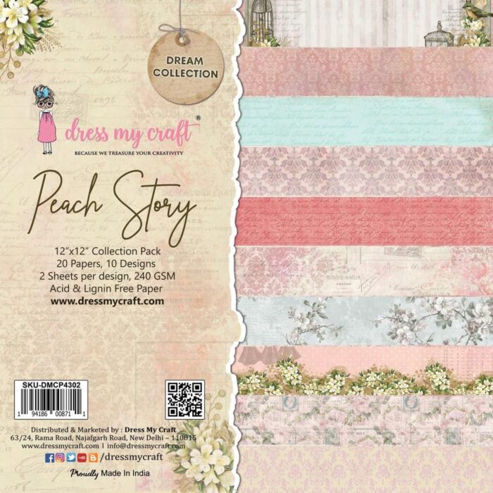 Dress My Craft Single-Sided Paper Pad 12"X12" 20/Pkg Peach Story