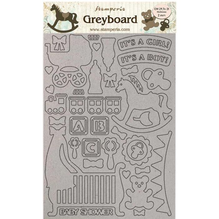 Stamperia Greyboard Cut-Outs A4 2mm Thick Baby