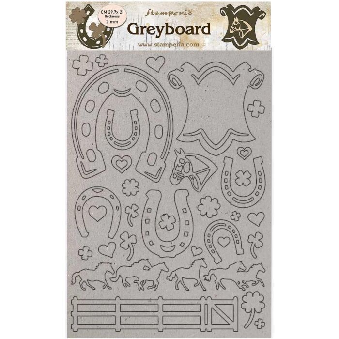 Stamperia Greyboard Cut-Outs A4 2mm Thick Horseshoes