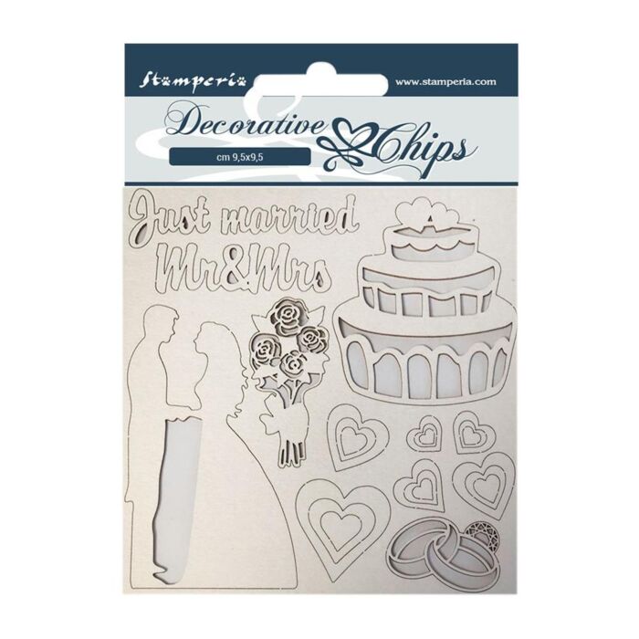 Stamperia Decorative Chips 5.5"X5.5" Just Married