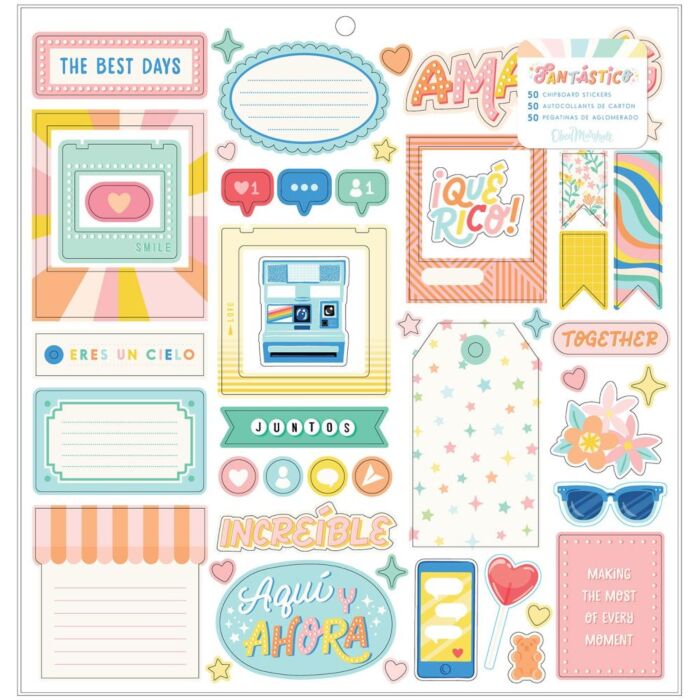 Odeb Marshall Fantastico Chipboard Stickers 12"X12" Icons & Phrase