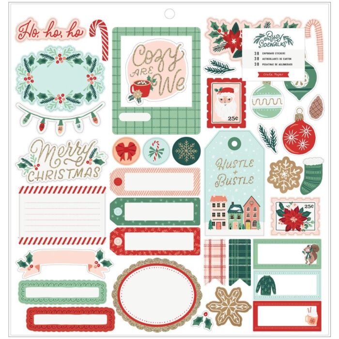 Crate Paper - Busy Sidewalks Chipboard Stickers 12"X12" Icons & Phrase