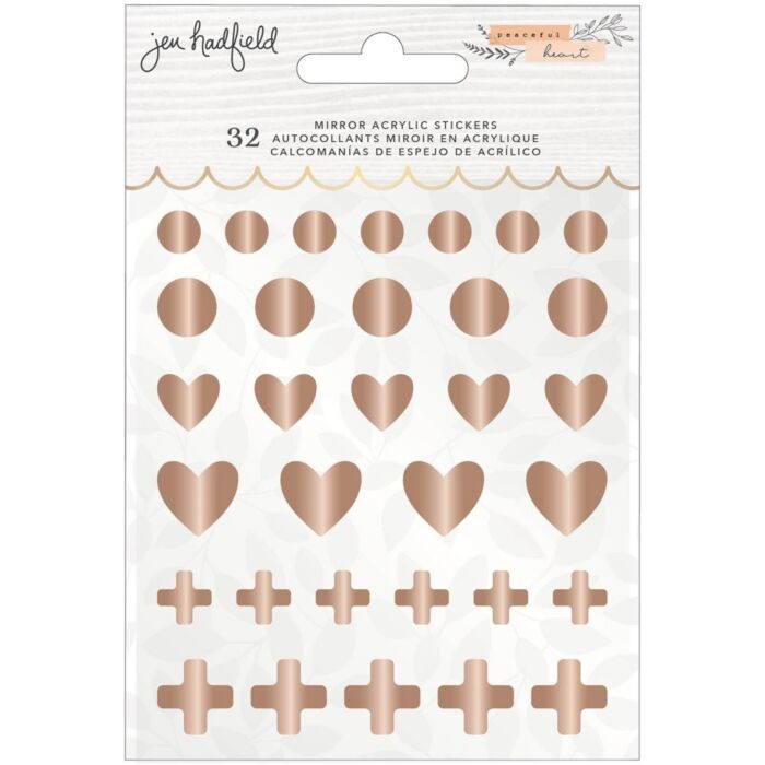Jen Hadfield Peaceful Heart Mirror Acrylic Stickers 32/Pkg