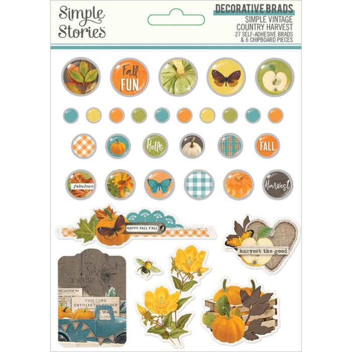 Simple Vintage Country Harvest Decorative Brads