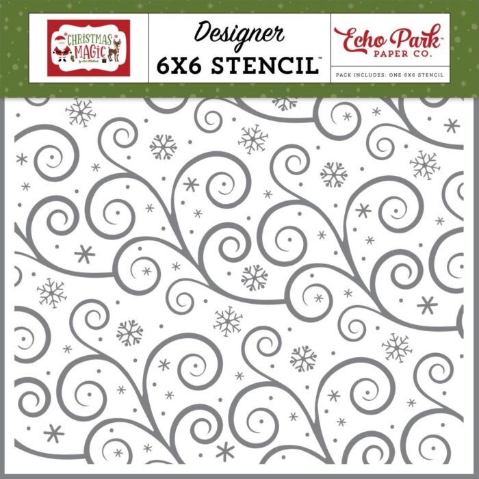 Echo Park Stencil 6"X6" Swirling Snowflakes
