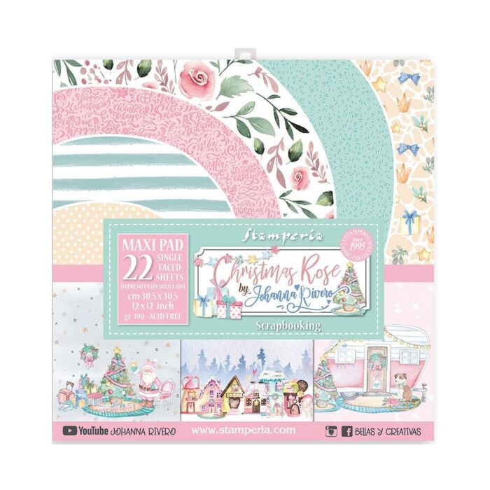 Stamperia Single-Sided Paper Pad 12"X12" 22/Pkg Christmas Rose
