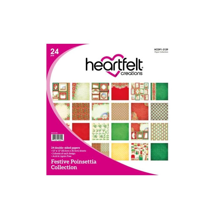 Heartfelt Creations Double-Sided Paper Pad 12"X12" 24/Pkg Festive Poinsettia