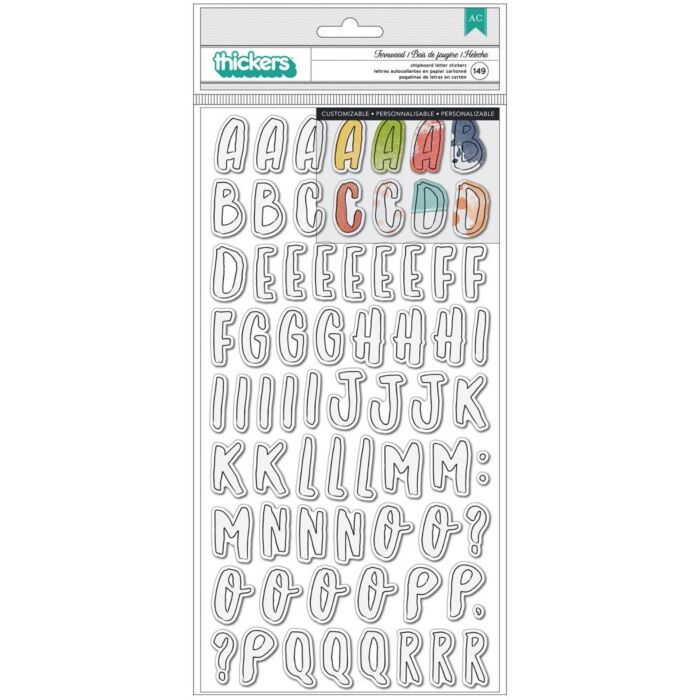 Vicki Boutin Fernwood Thickers Stickers 149/Pkg Alpha/Paintable Chipboard