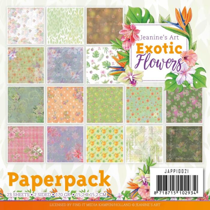 Find It Trading Jeanine's Art Paper Pack 6"X6" 23/Pkg Exotic Flowers