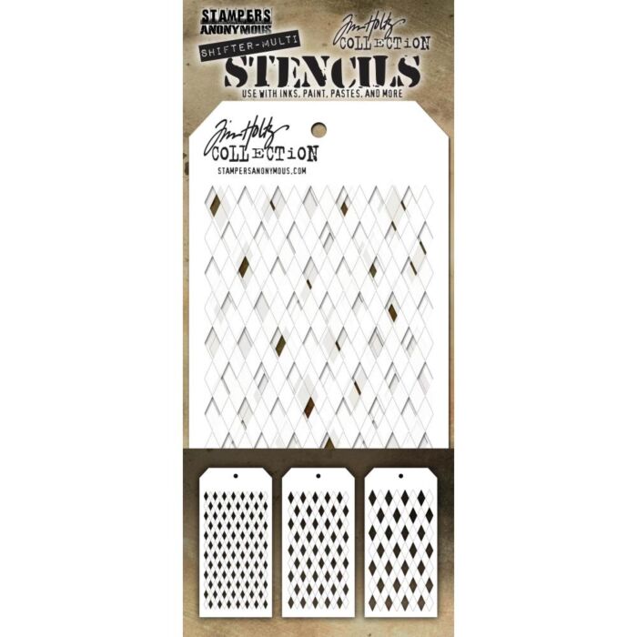 Tim Holtz Layered Stencil Set 3/Pkg Shifter Harlequin