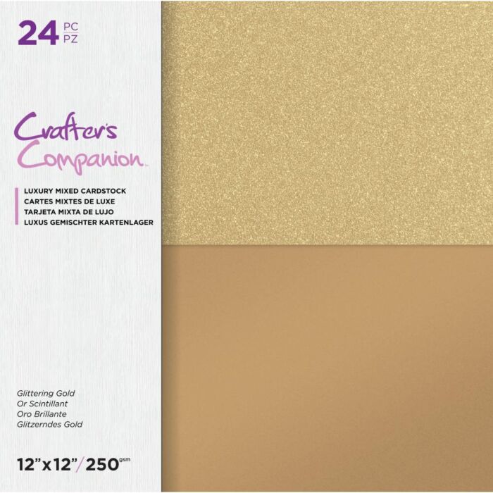 Crafter's Companion Mixed Cardstock Pad 12"X12" 24/Pkg Glittering Gold